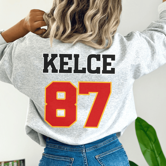 Only Here For Kelce Sweatshirt (FRONT AND BACK) - Happy Place Studio
