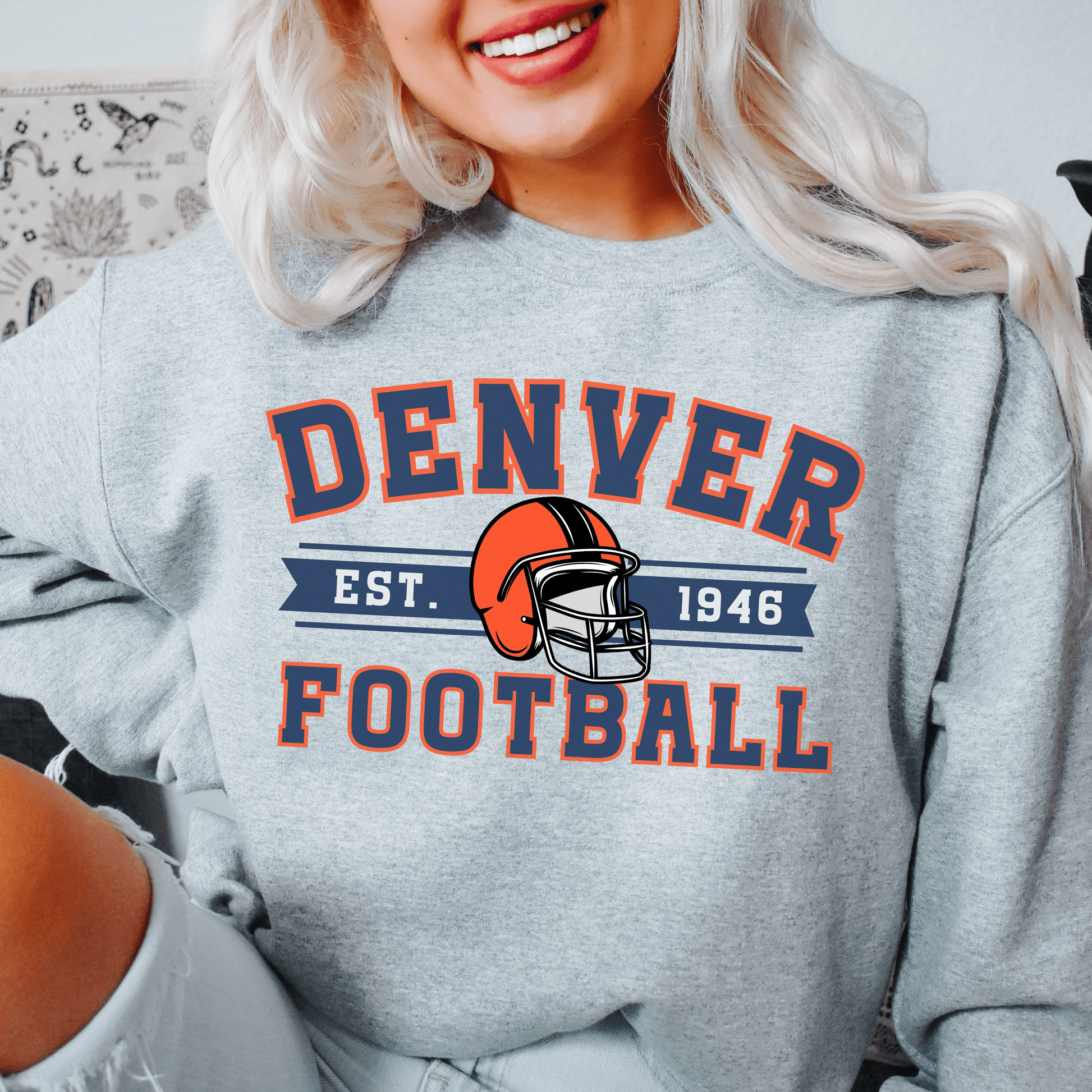 Vintage Denver Football Sweatshirt - Happy Place Studio
