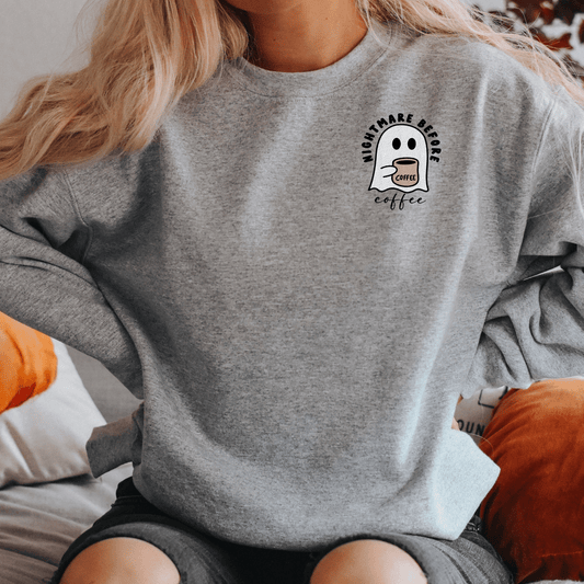 Embroidered Nightmare Before Coffee Sweatshirt - Happy Place Studio