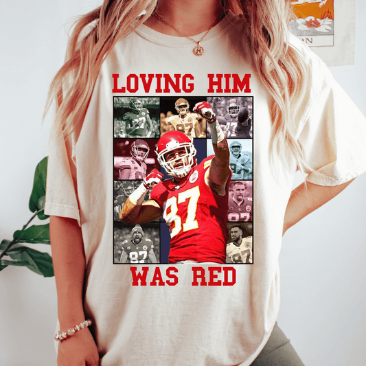 Comfort Colors Travis Kelce Loving Him Shirt - Happy Place Studio