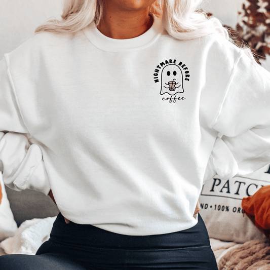 Embroidered Nightmare Before Iced Coffee Sweatshirt - Happy Place Studio