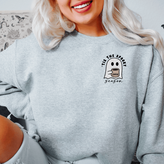 Embroidered 'Tis Spooky Season Coffee Sweatshirt - Happy Place Studio