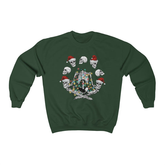 Skeleton Yoga Namaste Christmas Sweatshirt - Happy Place Studio