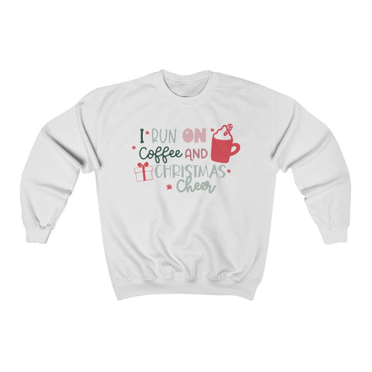 Run on Coffee and Christmas Cheer Sweatshirt - Happy Place Studio