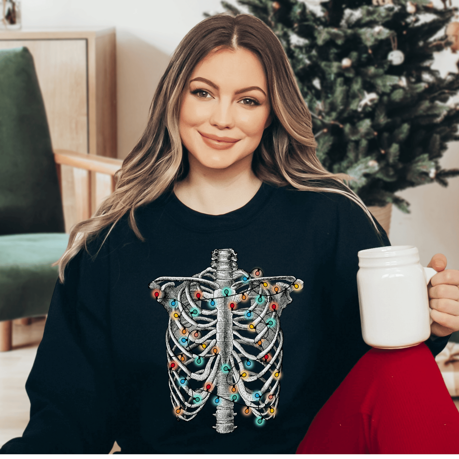 Christmas Ribcage Sweatshirt - Happy Place Studio