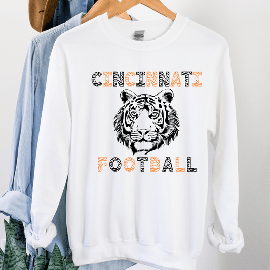 Cincinnati Football Tiger Stripes Crewneck Sweatshirt - Happy Place Studio