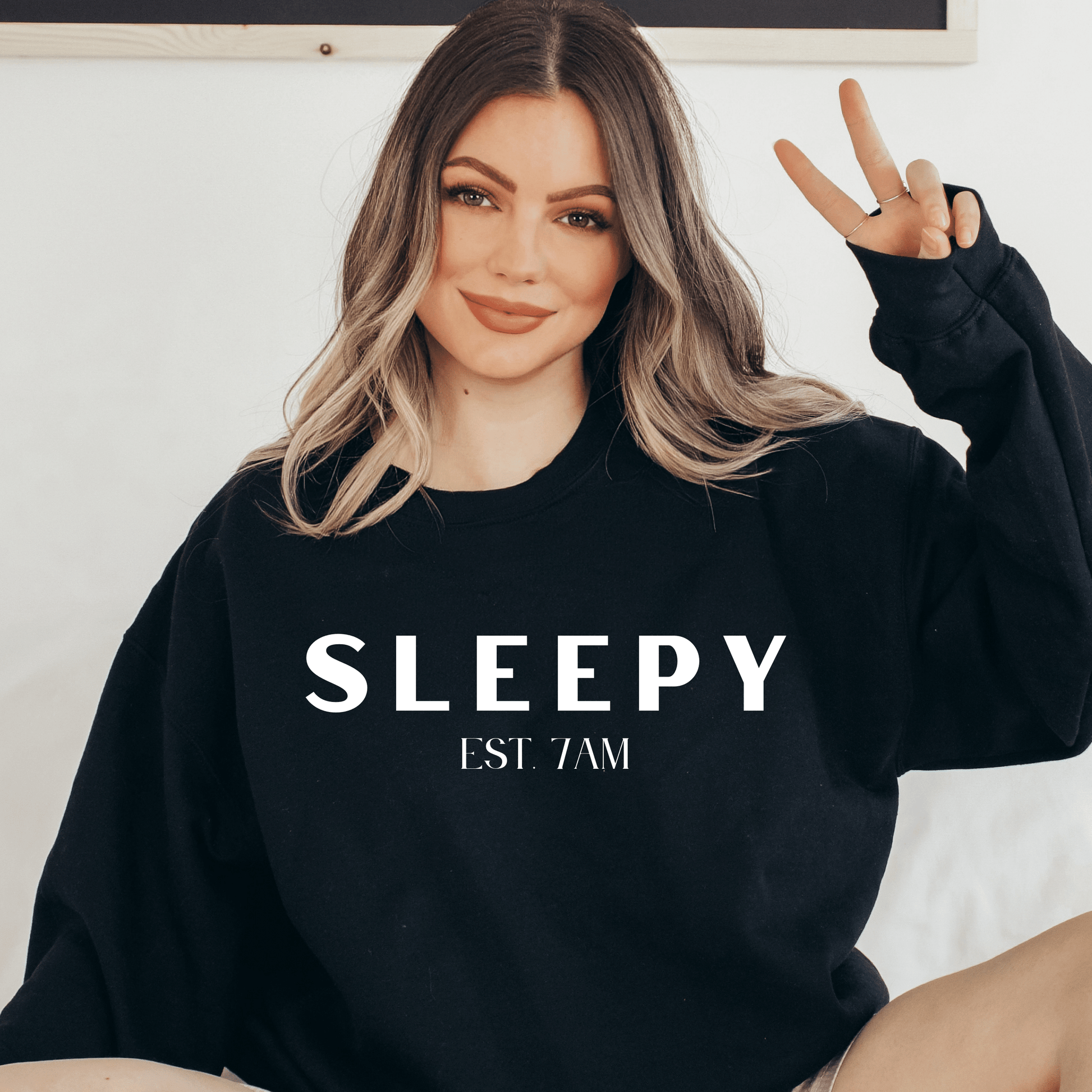 Sleepy White Lettering Crewneck Sweatshirt - They Said It Studio