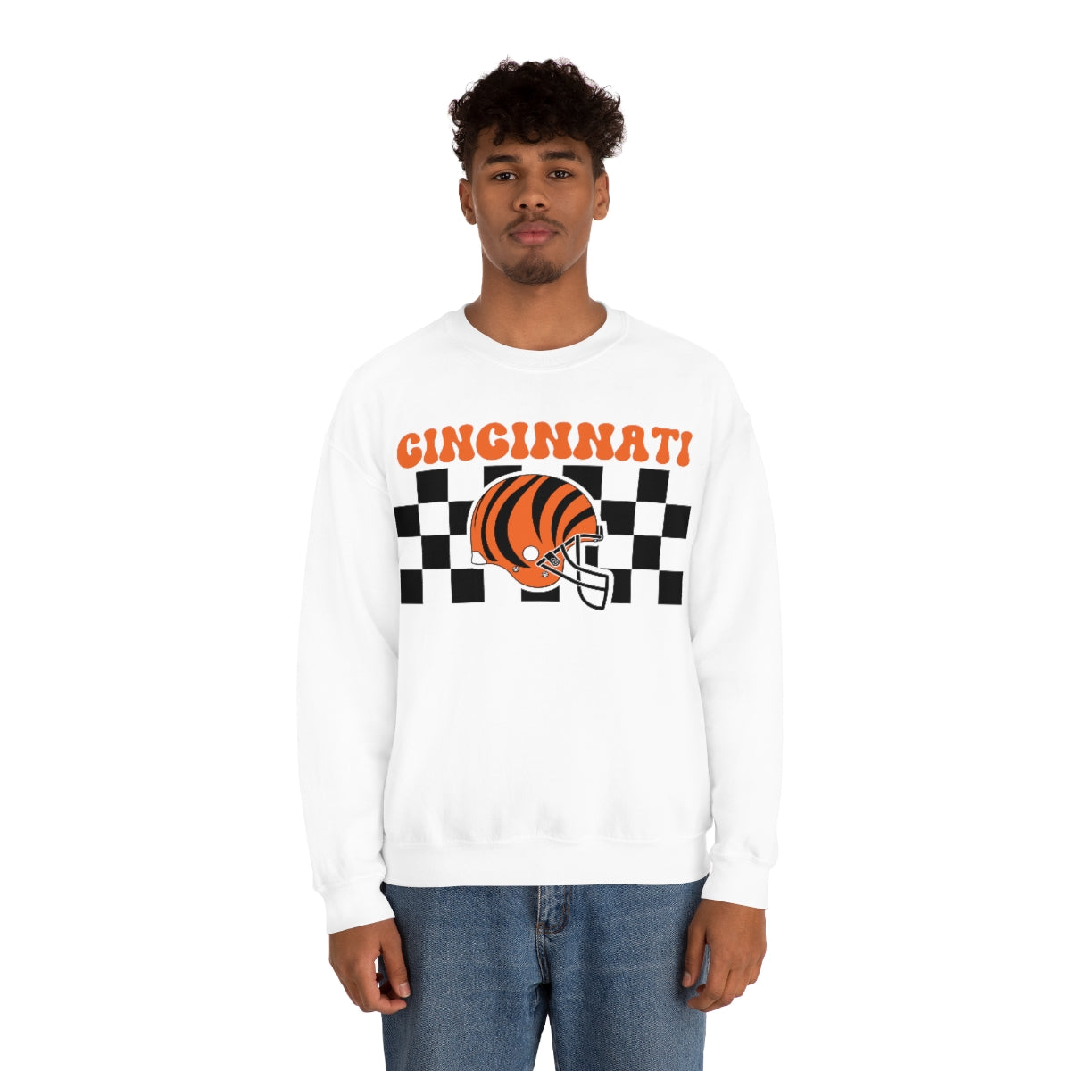 Checkered Cincinnati Crewneck Sweatshirt - Happy Place Studio