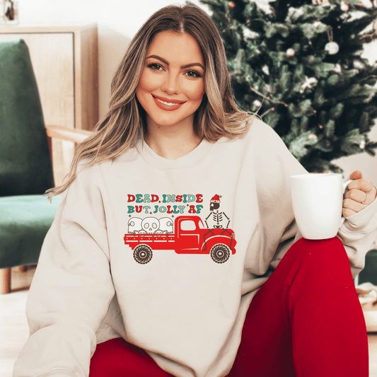 Dead Inside, but Jolly Sweatshirt - Happy Place Studio