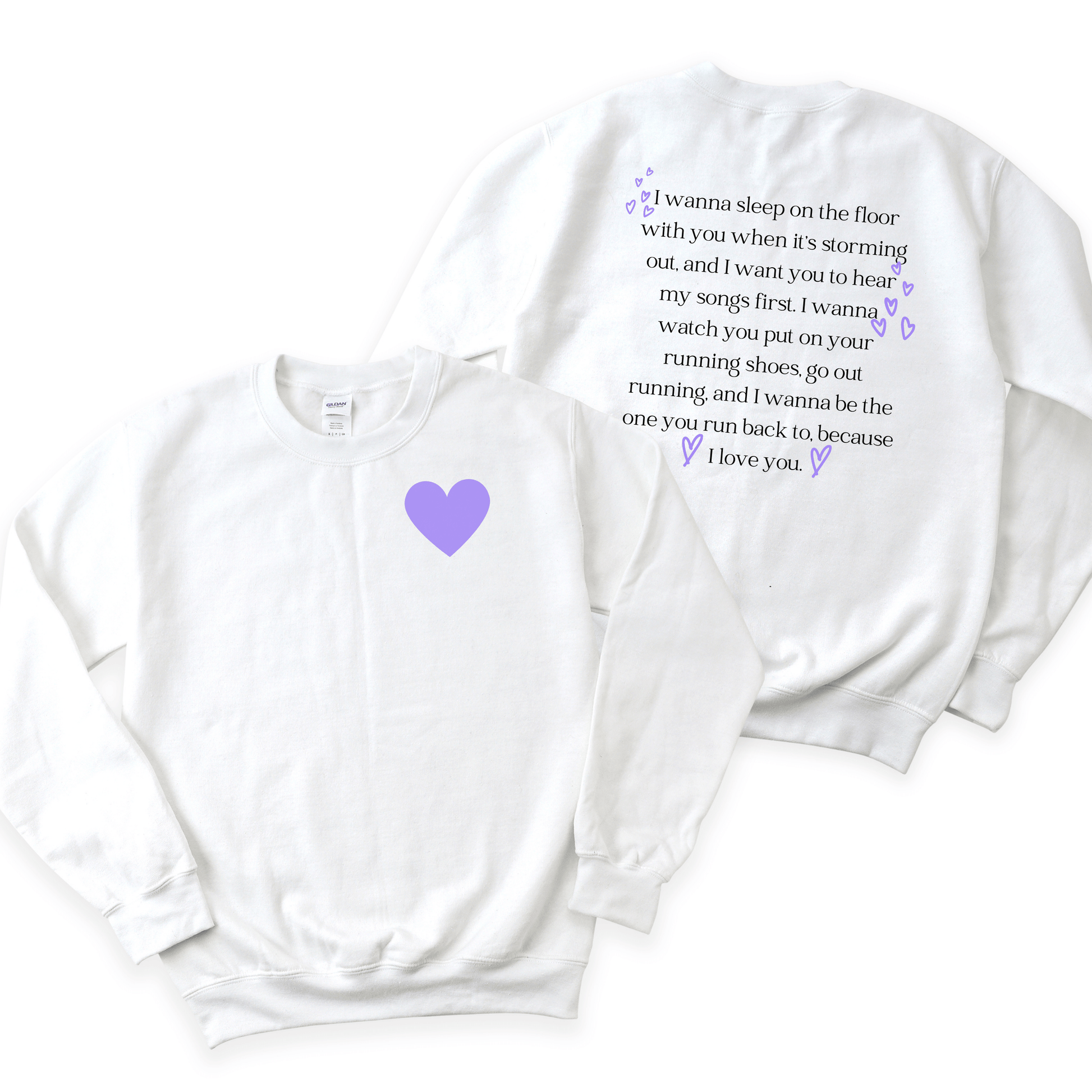 Purple Hearts Quote Crewneck Sweatshirt - They Said It Studio