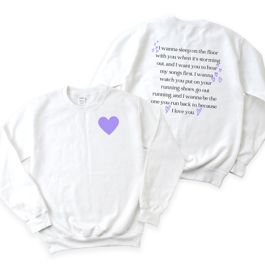 Purple Hearts Quote Crewneck Sweatshirt - They Said It Studio