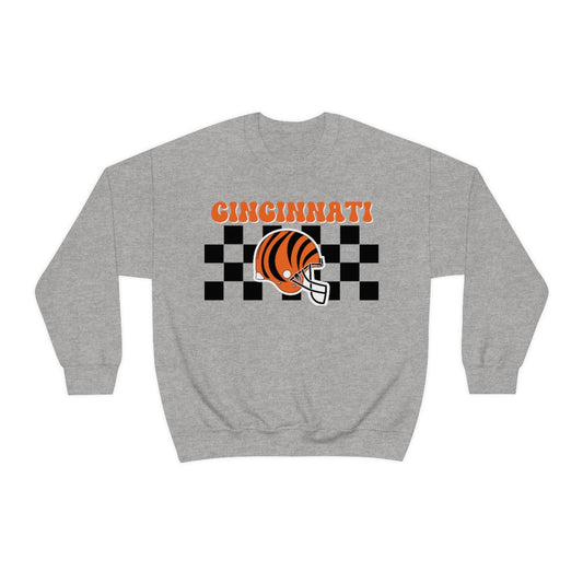 Checkered Cincinnati Crewneck Sweatshirt - Happy Place Studio