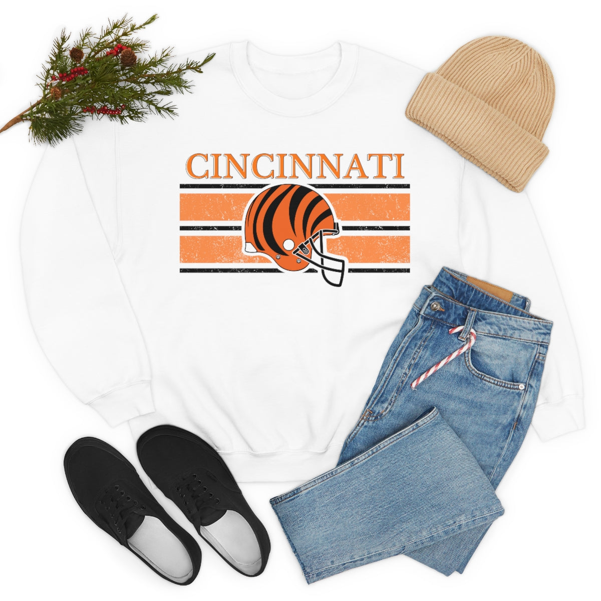 Vintage Cincinnati Orange Crewneck Sweatshirt - Happy Place Studio