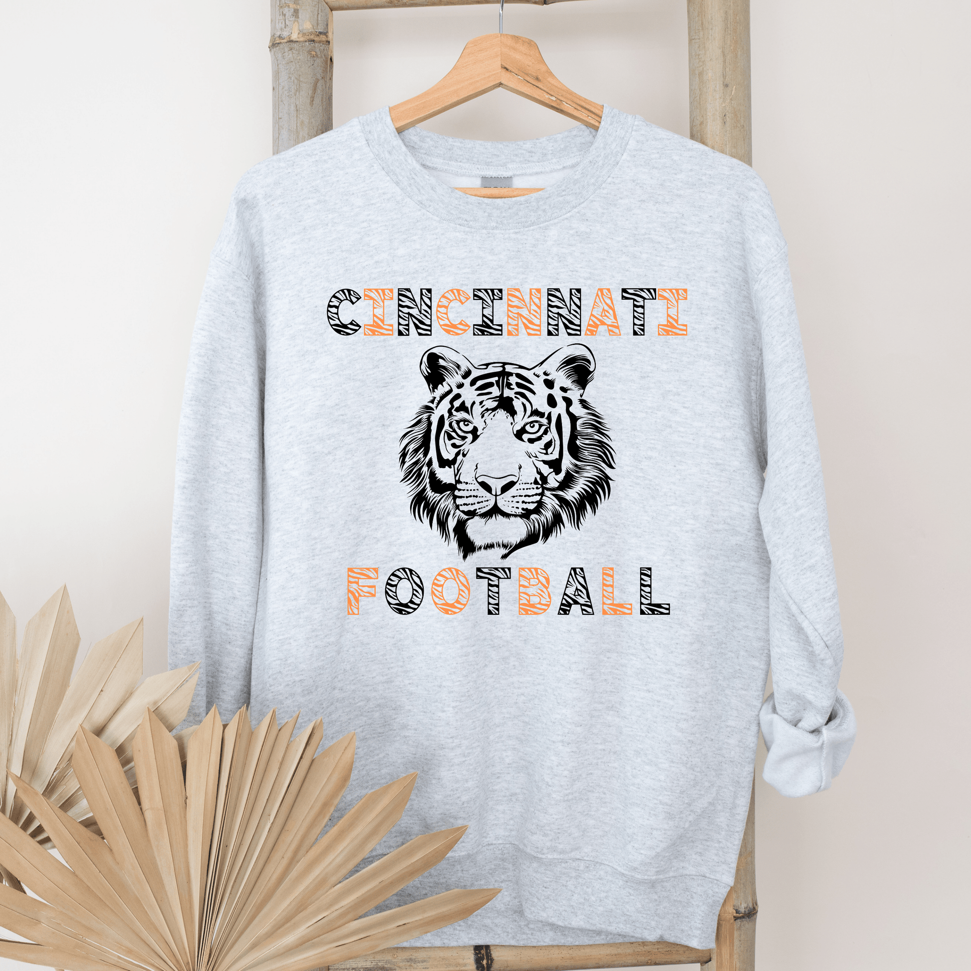 Cincinnati Football Tiger Stripes Crewneck Sweatshirt - Happy Place Studio