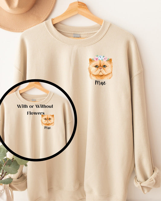 Custom Cat Mom Sweatshirt, Custom Cat Sweatshirt, Personalized Cat Sweatshirt, Cat Lovers Sweatshirt, Gift for Mom, Christmas Gift - Happy Place Studio