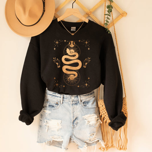 Sun and Moon Crystal Tarot Sweatshirt, Tarot Card Sweatshirt, Plant Lover Sweatshirt, Mystical Tarot Sweatshirt, Celestial Sweatshirt - Happy Place Studio