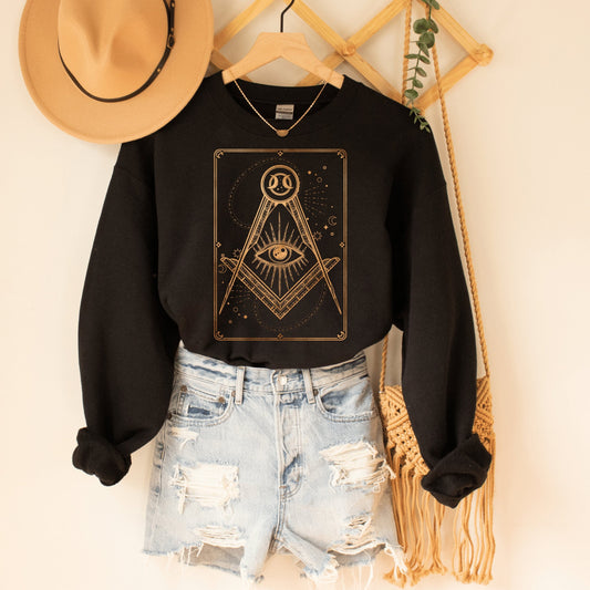 All Seeing Eye Sweatshirt, Tarot Card Sweatshirt, Halloween Sweatshirt, Mystical Tarot Sweatshirt, Celestial Sweatshirt, Witchy Sweat - Happy Place Studio
