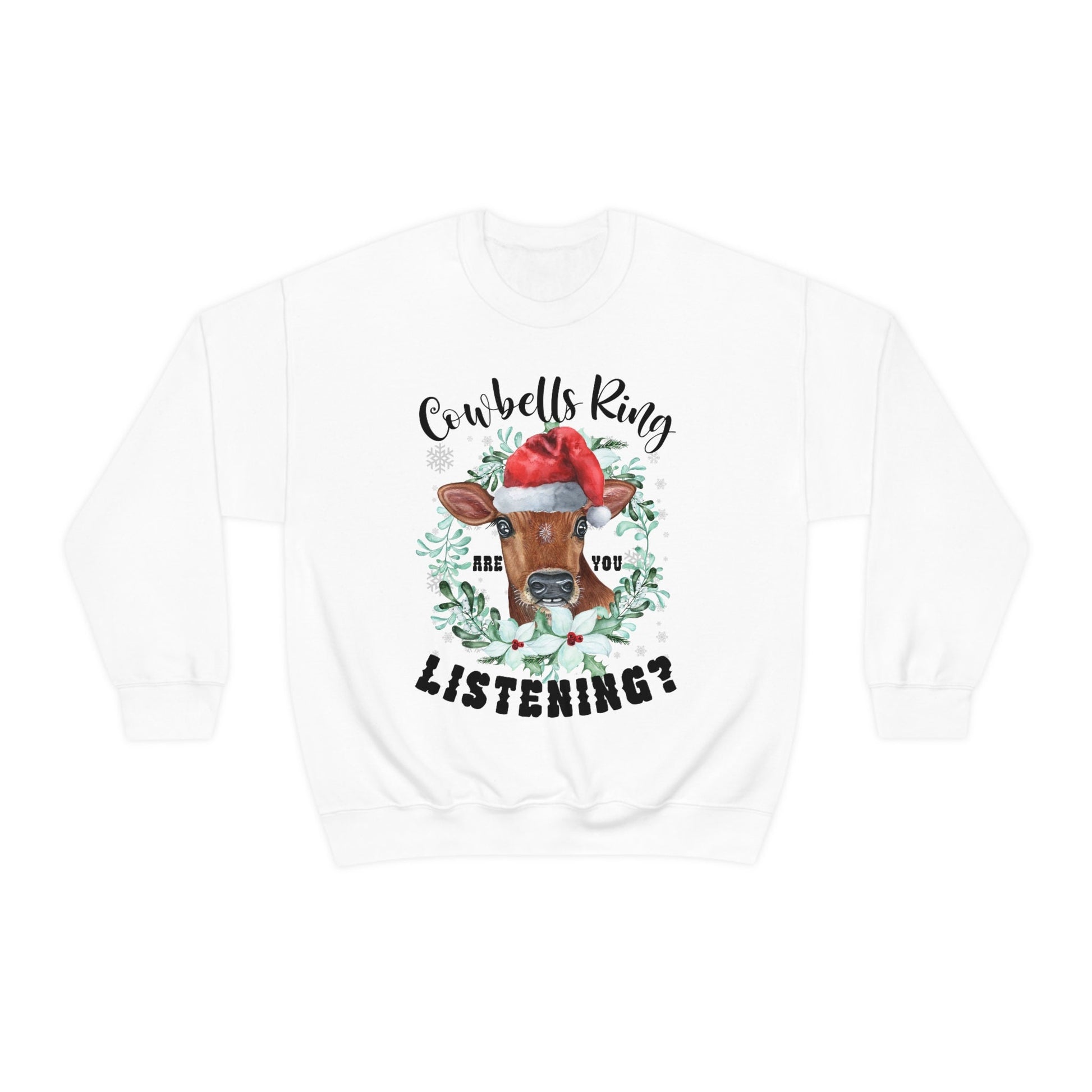Christmas Cow Sweatshirt, Funny Cow Sweatshirt , Gift for Cow Lover, Gift for Farmer, Cow Sweater, Merry Christmoos, Christmas Gift - Happy Place Studio
