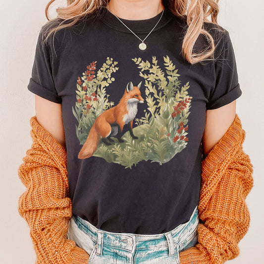 Fox Cottagecore Shirt, Fairycore TShirt, Forestcore T Shirt, Goblincore T-Shirt, Vintage Fox, Forest Animal Shirt,  Comfort Colorsl - Happy Place Studio